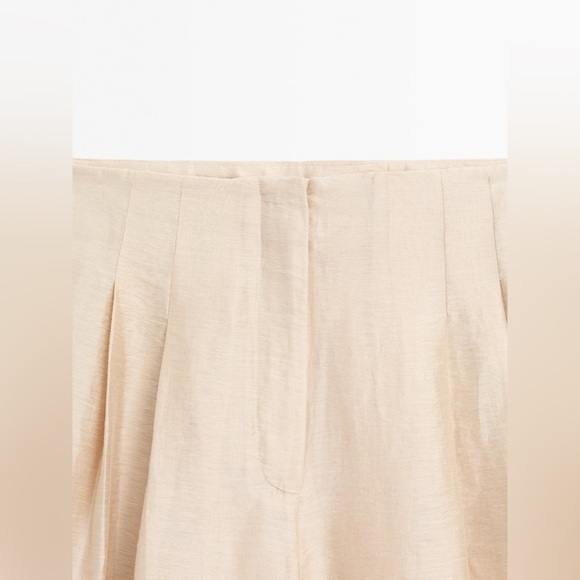 NWT. Massimo Dutti Golden Linen Blend Flowing Trousers with Darts. Size 6. - Picture 7 of 13